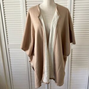 H by Halston Beige Open Front‎ Draped Cardigan Sweater Cape Oversized Size XS